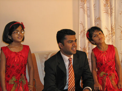 With flower girls