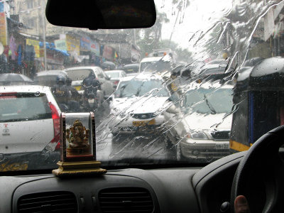 Monsoon rain and traffic