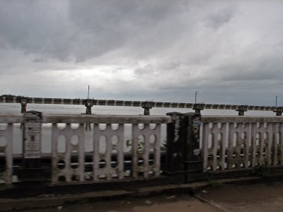 Storm clouds and railroad bridges