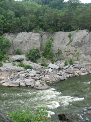 Rock climbing beside the rapids