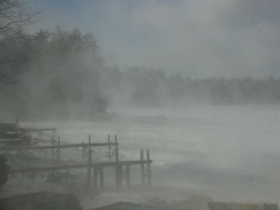 Docks in the Blowing Snow 2/18/06 at Sunset Lake - Sunset Bob - February 18, 2006