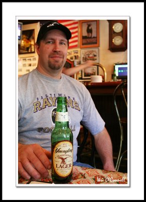 Brett, die-hard Ravens fan and his cold beer