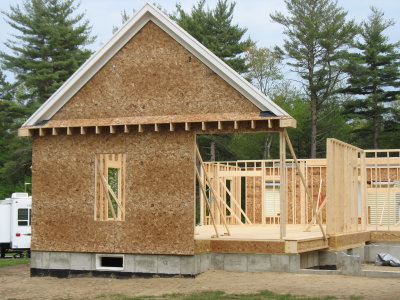 study and entrance gable wall