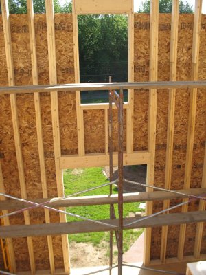 balloon framed front foyer wall