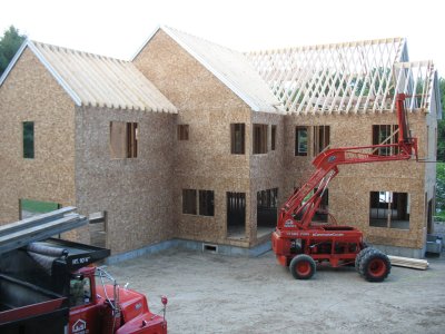 roof framing from back