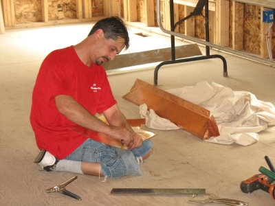 Mike working on copper trim