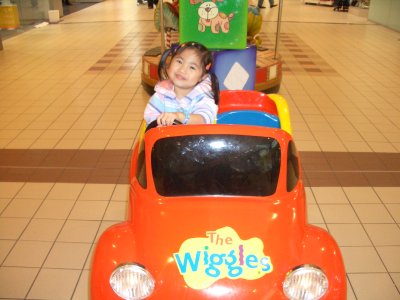 Alvie driving the wiggles' car