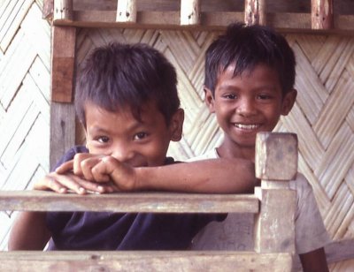Philippines -- neighbor kids playing on our porch
