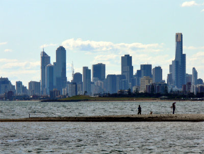Melbourne skyline viewed from Brighton