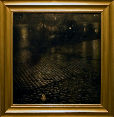 Warsaw's Hackney at Rainy Evening , oil on canvas, 1893