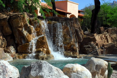 The pools are beautifully landscaped.