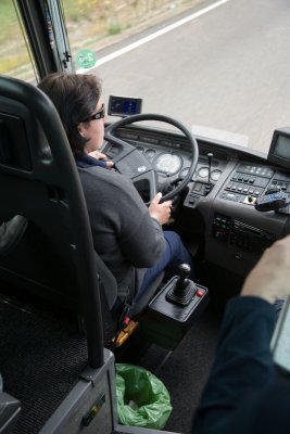 Laura behind the wheel