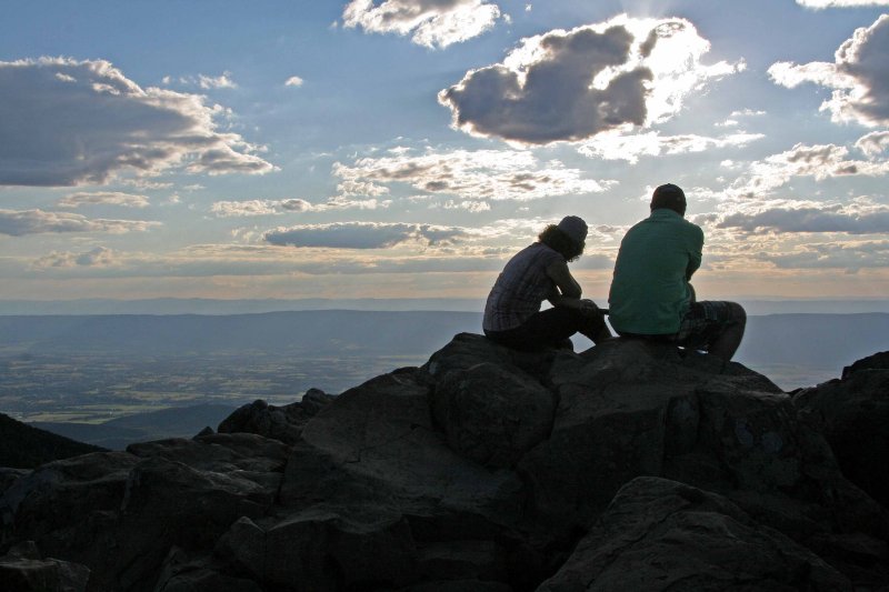 A Couple Enjoys The View From Stony Man Mountain.