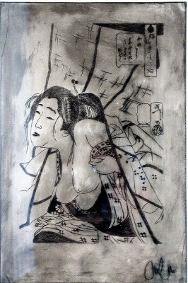 Engraving from the Serie Geisha