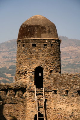 Towers have distinctive domed roofs.