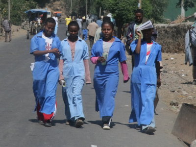 Schoolgirls on their way home from class, Gondar.