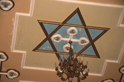 A Star of David on the ceiling of Kiddist Selassie.  Ethiopian Christianity was influenced by a population of Jews living in the country called the Falasha.