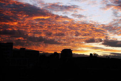 The sun rises over our last morning in Ethiopia as we rose to depart for Entebbe.