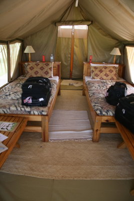 The interior of one of the guest tents on the Island.