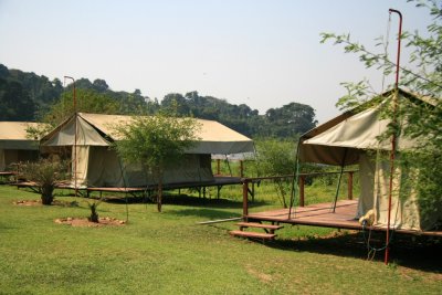 The Island has four tents for overnight guests, three of which are shown here.
