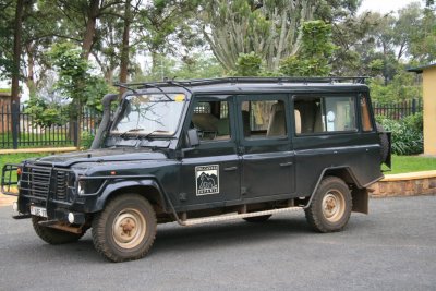 Our safari vehicle -- Land Rover used by Volcanoes Safaris