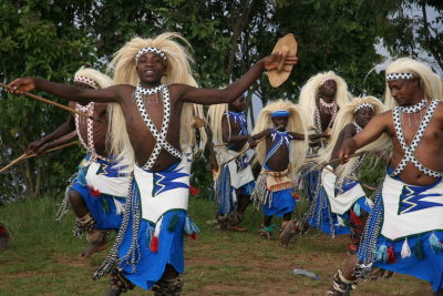 Residents of a nearby village put on a show of traditional Rwandan singing and dancing at the Virunga Lodge.