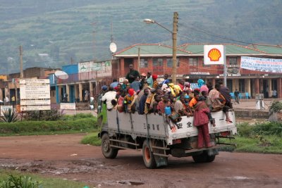 Congolese refugees in Kisoro.  They had fled into Uganda in early December 2006 and were being taken back home.