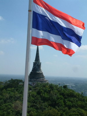 Thai Flag With Chedi