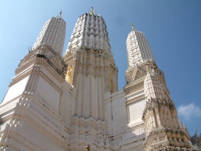 White Spires of a Wat Near Kanchanaburi