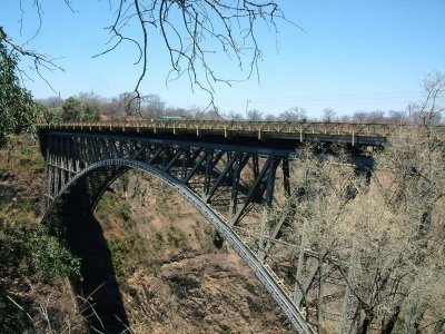 Bridge between Zambia and Zimbabwe -- popular for bungee jumping