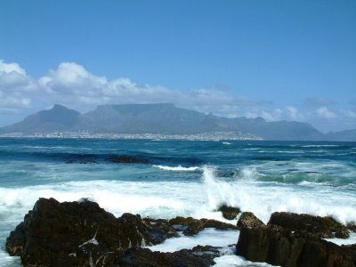 View of Cape Town and Table Mountain from Robben Island