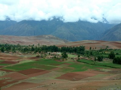 Multicolored fields near the Sacred Valley