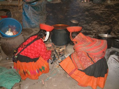 Andean women in a house in Willoq
