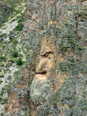 Face in the mountainside, Ollantaytambo