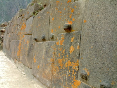 Stone wall at the Inca fortress of Ollantaytambo