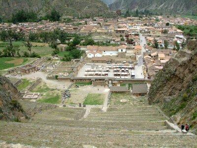 Town of Ollantaytambo as seen from the fortress