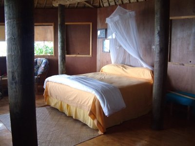 Interior of our fale (cabin) on Mounu Island