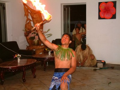 Fire dance at Pua's Restaurant Friday Barbecue