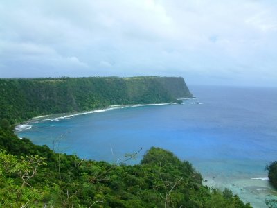 The northern shore of Vava'u Lahi has tall cliffs dropping off into the sea