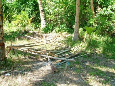 Remnants of a shelter from a Suvivor show filmed on 'Euakafa Island in 2005