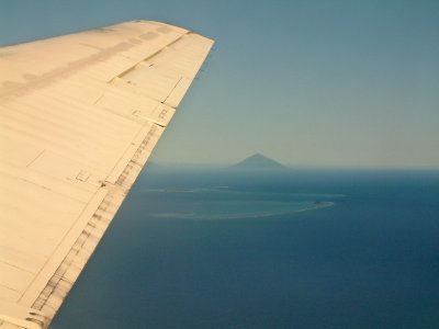 The volcanic cone of Kao visible on our flight to Tongatapu