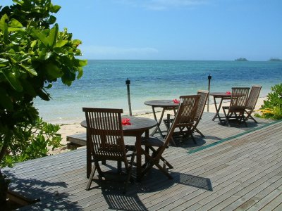 Outdoor seating on Fafa Island