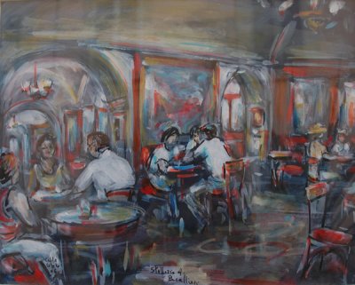 Serata al Caffé Greco. by Stellario Baccellieri