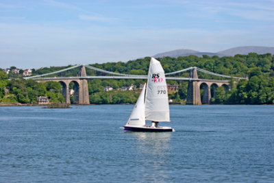 Sailing on Menai Straits North Wales.