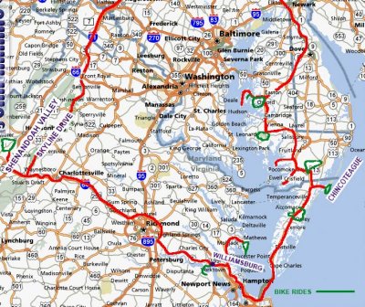 Our route around Chesapeake Bay