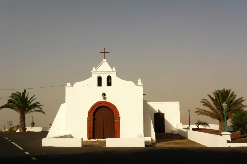 Church in desert wind light