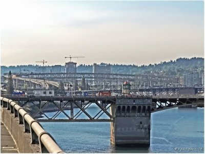 BURNSIDE, MORRISON, HAWTHORNE, MARQUAM, ROSS ISLAND BRIDGES (near to far)