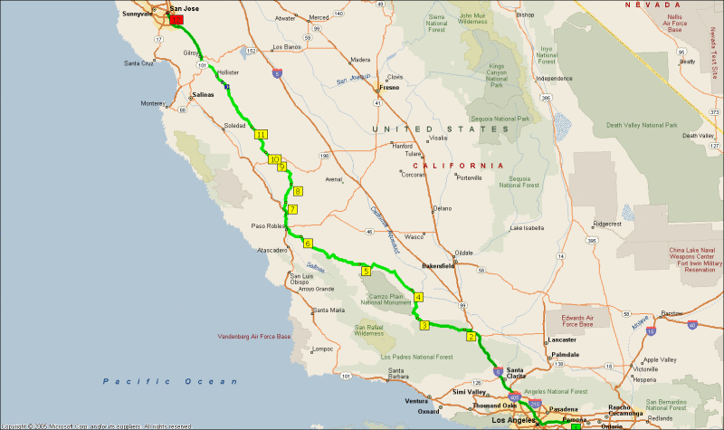 Los Angeles To San Jose on backroads