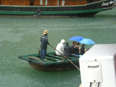 Tourists in rain