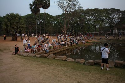 Angkor Wat - Crowd preparing for sunset photgraphs